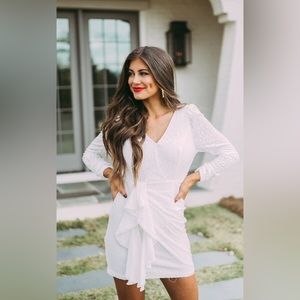 Velour Cheetah Print Ruffle Dress- White